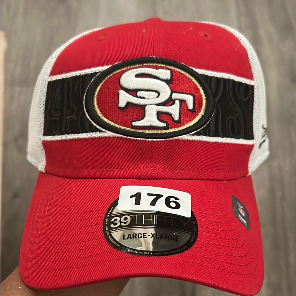 New Era 39THIRTY San Francisco 49ers Hat Red White Mesh Trucker L/XL 60535236